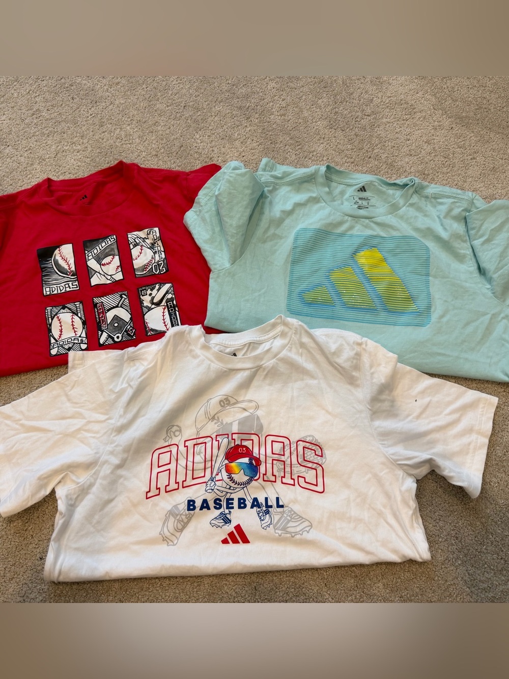 Adidas Boys T-Shirt Lot of 3 Youth Large 14/16 NWOT